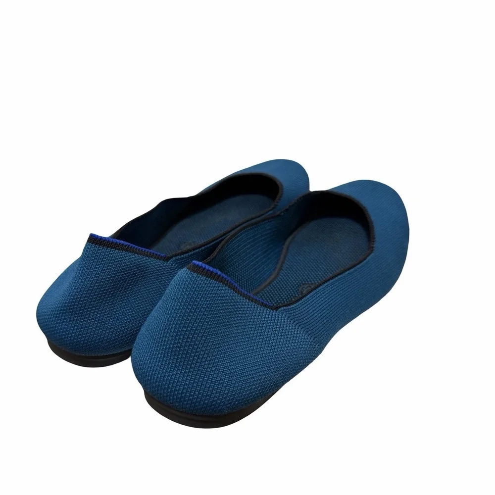 Rothys Womens Round Toe Knit Ballet Flats US 9.5 EU 40.5 Blue Machine‎ Washable